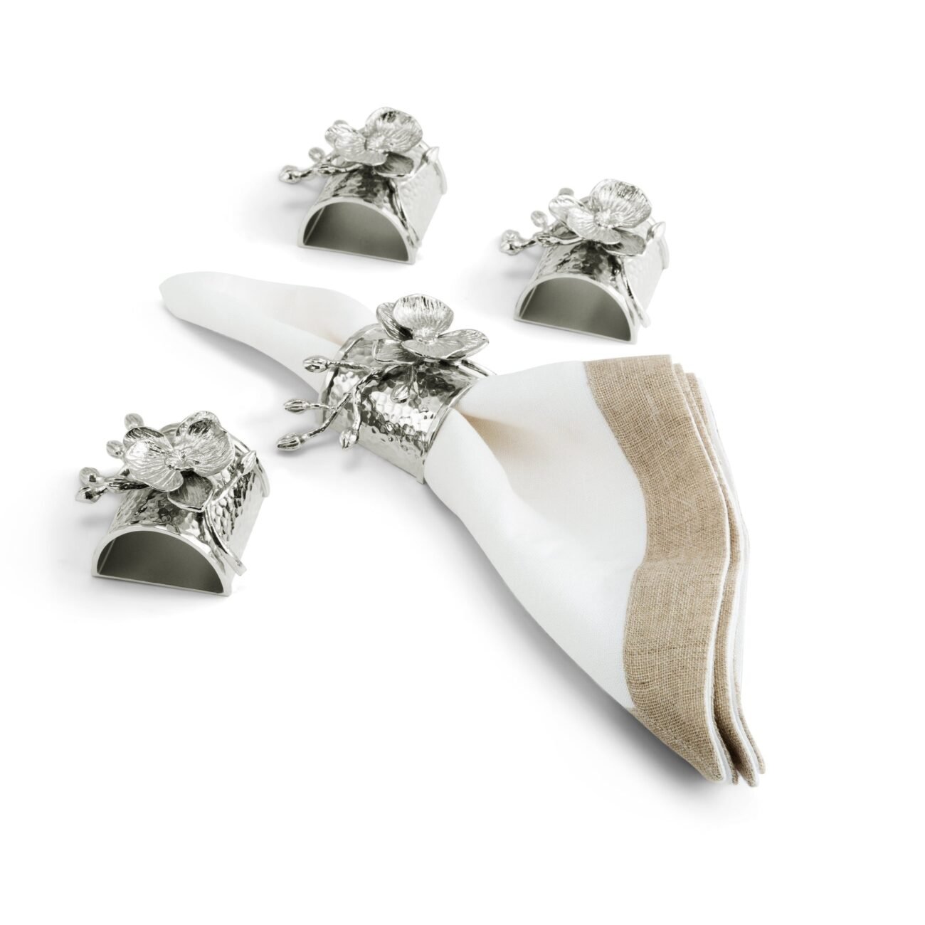 White Orchid Napkin Ring Set of 4
