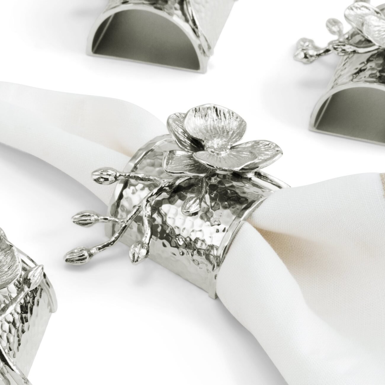 White Orchid Napkin Ring Set of 4 - Image 4