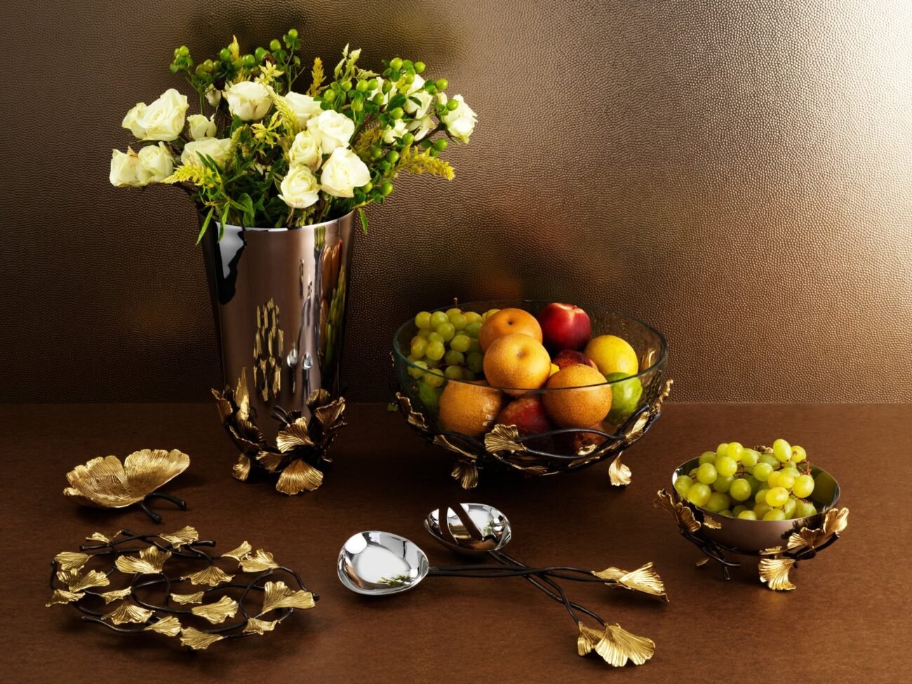Golden Ginkgo Medium Glass Bowl - Image 6